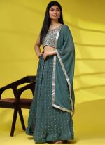 Georgette Green Festival Wear Embroidery Work Readymade Lehenga Choli